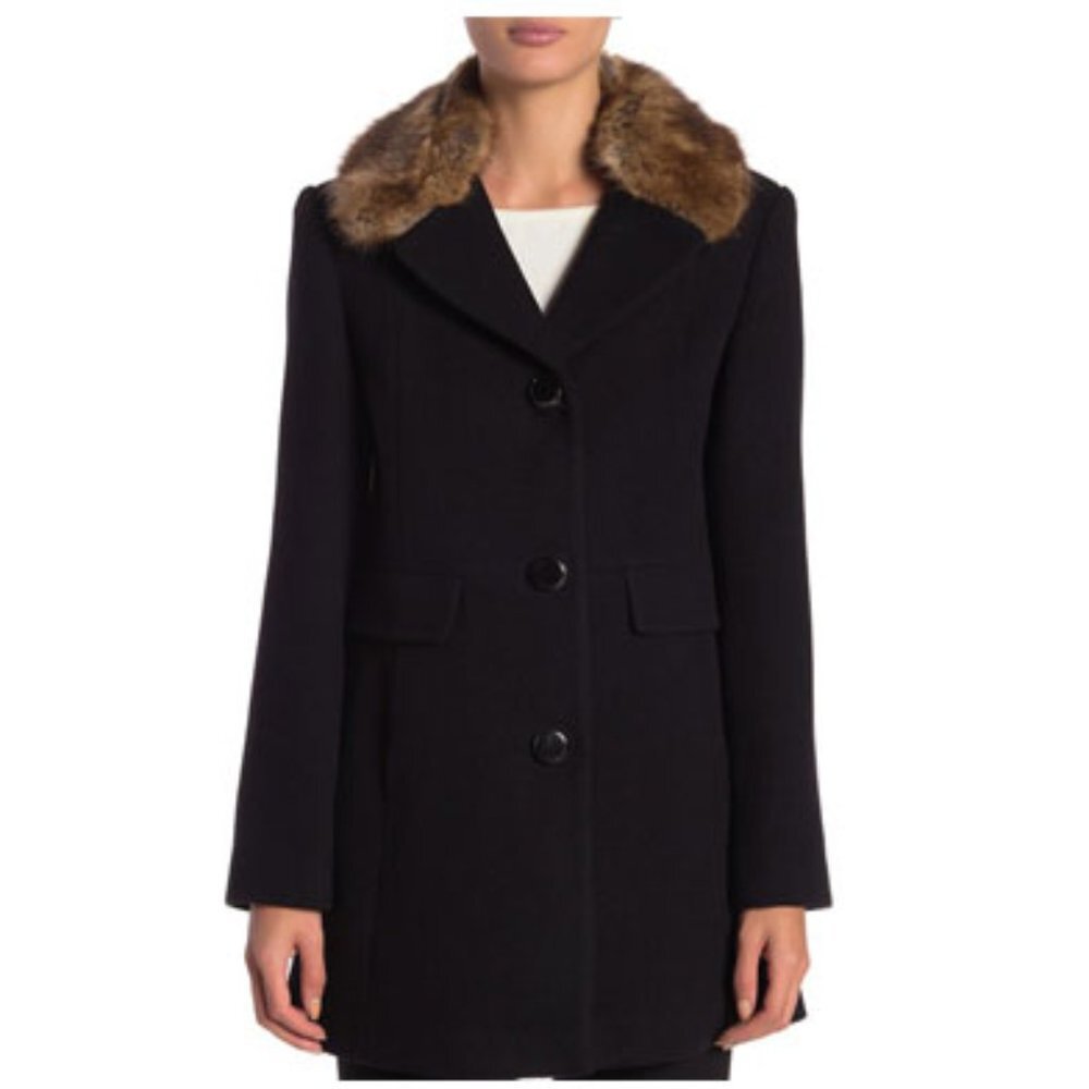 kate spade new york wool detachable faux fur Coat - Picture 2 of 4